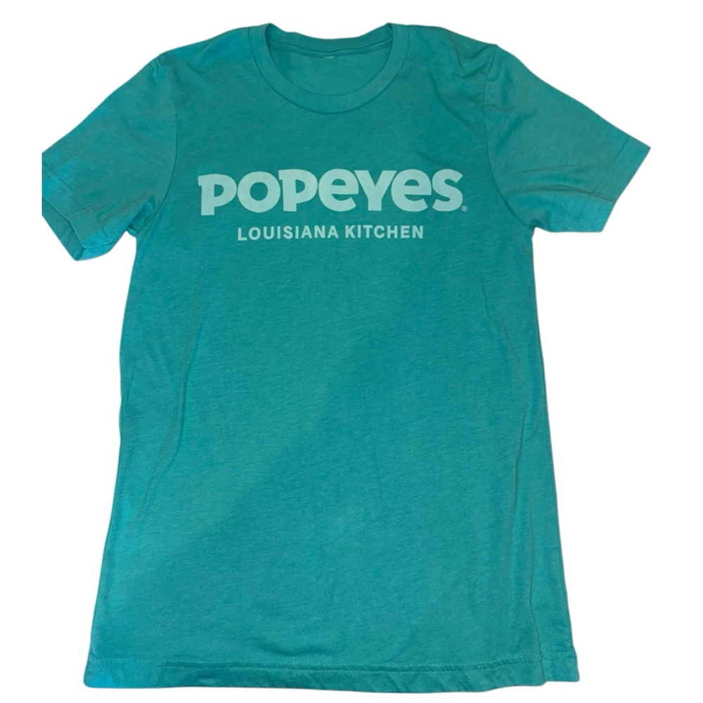 Popeyes Teal & White Short Sleeve Tee S